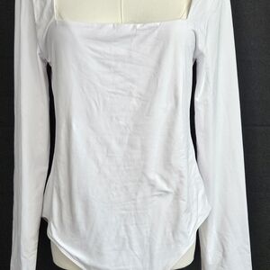 ReoRia White Long Sleeve Bodysuit